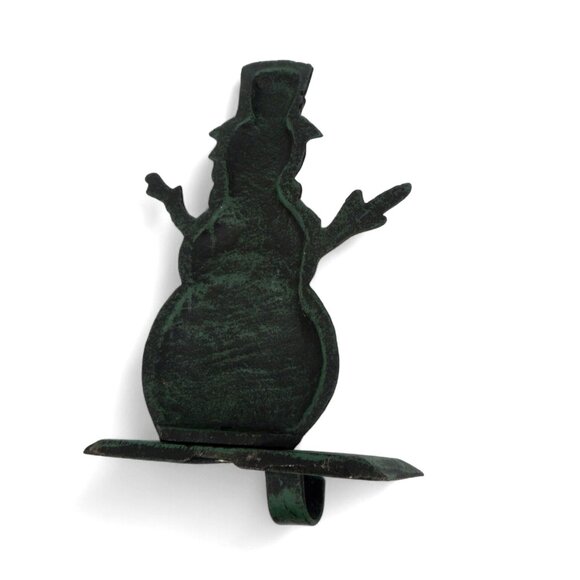 Snowman STOCKING HOLDER Rustic Cast Iron Christmas Decor - Picture 7 of 11